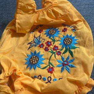 Yellow Embroidered Floral Top